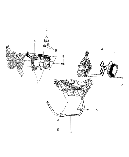 2009 Dodge Grand Caravan Engine Oil Cooler & Hoses / Tubes Diagram 1