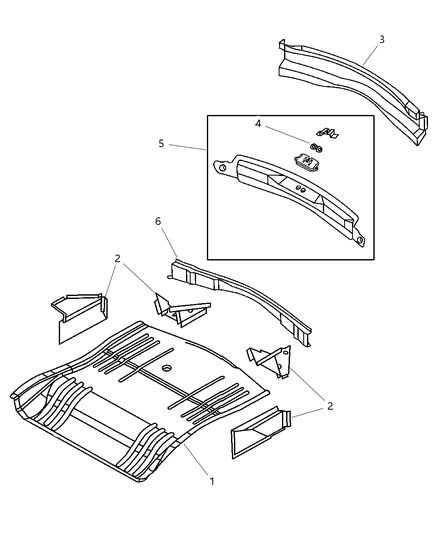 2005 Chrysler Pacifica Floor Pan - Rear Diagram