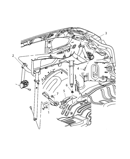 2009 Dodge Caliber Rear Outer Seat Belt Left Diagram for YD73XDVAD