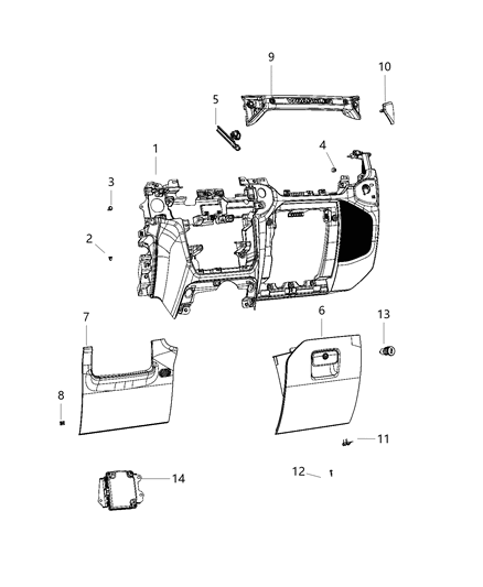 2020 Jeep Wrangler Instrument Panel Diagram for 6AB14TX7AE