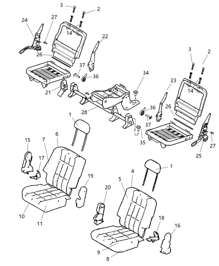 2008 Chrysler Aspen Rear Seat - Bucket Diagram 1