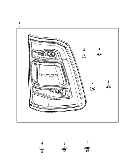 2020 Ram 1500 New Style Parts, Tail Lamps Service Diagram 3