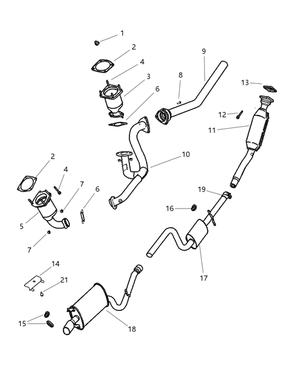 2001 Chrysler Sebring Exhaust Muffler And Tailpipe Diagram for E0055296AA