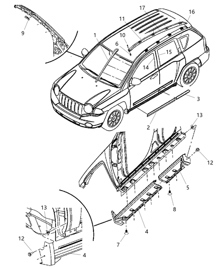 2012 Jeep Compass Cover-Luggage Rack Diagram for 5182584AE