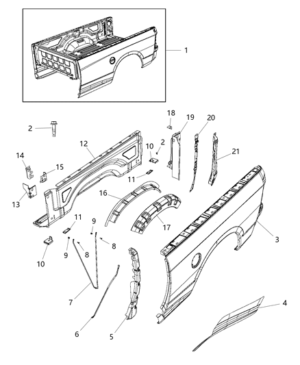 2017 Ram 1500 Pick-Up Box Diagram