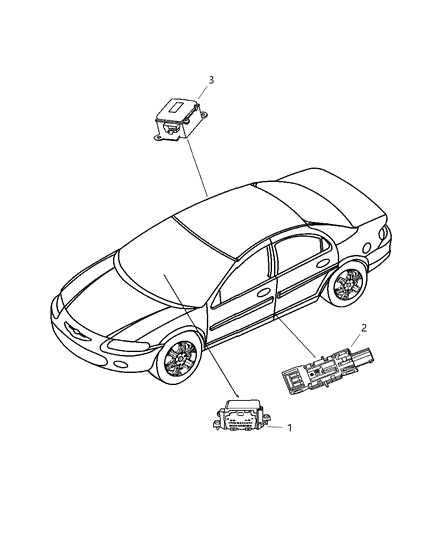 2005 Dodge Stratus Sedan Air Bag Modules & Sensors Diagram