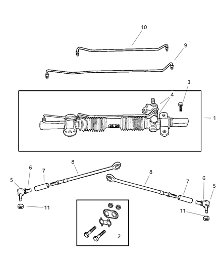 1999 Chrysler 300M Gear - Rack & Pinion, Power & Attaching Parts Diagram