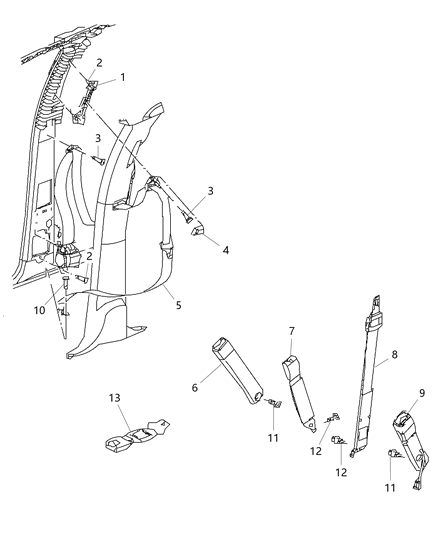 2011 Ram 3500 Pickup Seat Belts Front Diagram 1