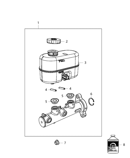 2018 Ram 3500 Cab Chassis(<10K lb.) Brake Master Cylinder Diagram