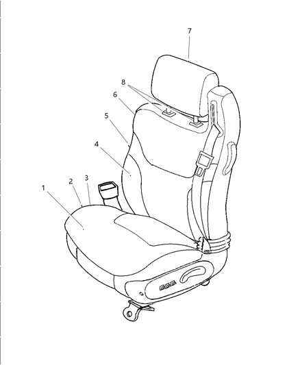 2002 Chrysler Sebring Front Seat Cushion Cover Diagram for UQ831T1AA