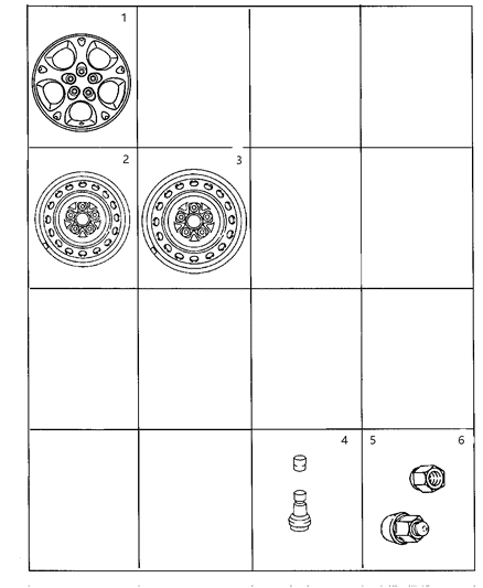 1998 Chrysler Sebring Wheels & Hardware Diagram