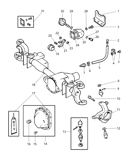 2001 Dodge Ram 1500 Regular Cab Front Axle Housing Diagram