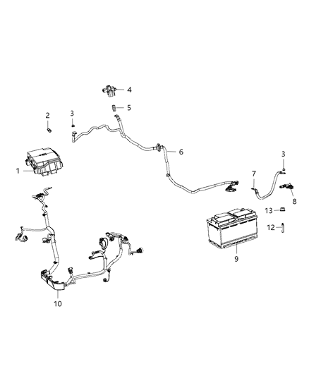 BATTERY ALTERNATOR AND ST Diagram for 68401323AB