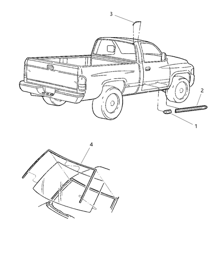 2002 Dodge Ram 3500 Regular Cab Mouldings Diagram