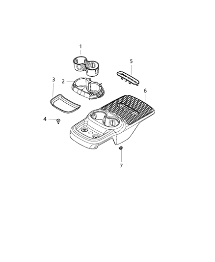 2021 Dodge Durango Floor Console, Rear Diagram 1