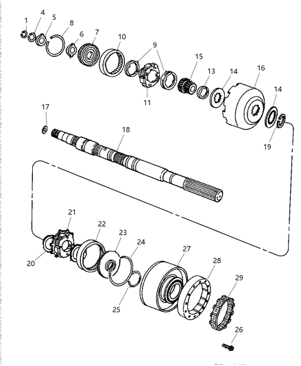 2001 Dodge Ram Wagon Gear Train - Output Shaft Diagram