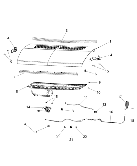 2020 Ram ProMaster 3500 Hood Prop Diagram for 68226021AC