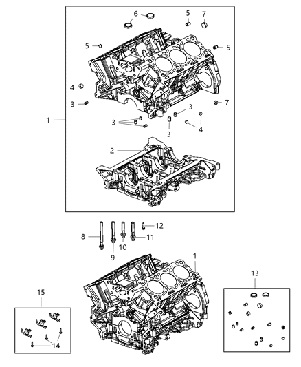 2012 Chrysler 300 Cylinder Block & Hardware Diagram 1