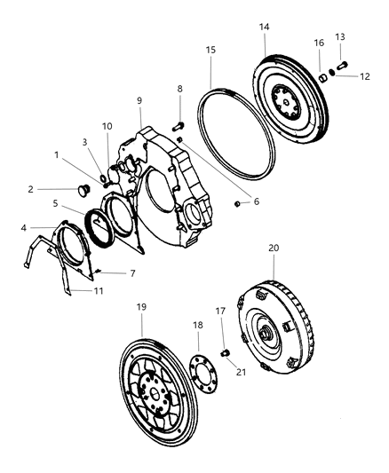 2000 Dodge Ram 1500 Flywheel And Torque Converter Diagram