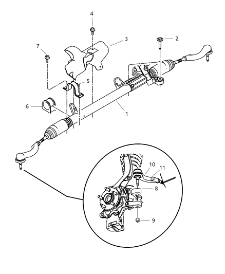 2002 Chrysler Sebring Gear - Rack & Pinion, Power & Attaching Parts Diagram