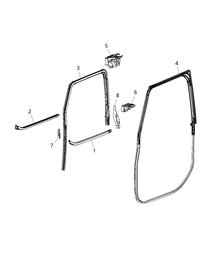 2019 Jeep Wrangler W/STRIP-Door Glass Run Channel Diagram for 68271655AD