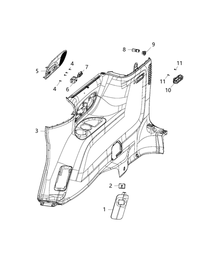 2017 Chrysler Pacifica Connector, Rear Quarter Panel USB Diagram