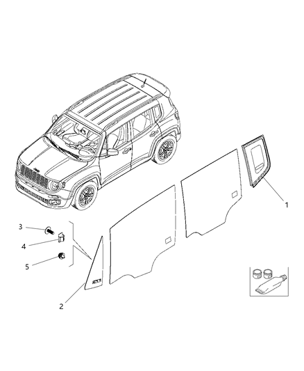 2020 Jeep Renegade Front And Rear Stationary Side Glass Diagram