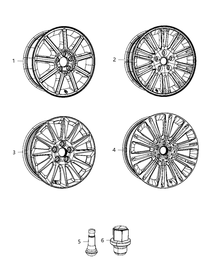 2011 Chrysler 300 Aluminum Wheel Diagram for 1LS67GSAAB