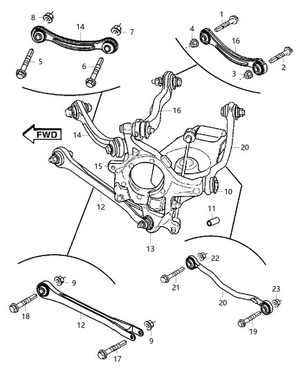 2018 Dodge Challenger Suspension - Rear Links, Knuckles Diagram