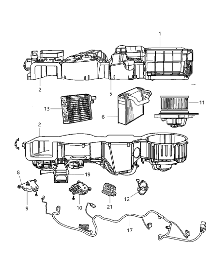 2004 Chrysler Sebring Sedan & Convertible Air Conditioning & Heater Unit Diagram