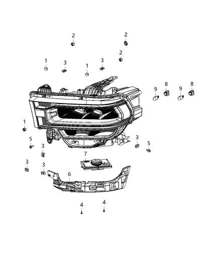 2020 Ram 2500 Parts, Headlamp Service Diagram 3