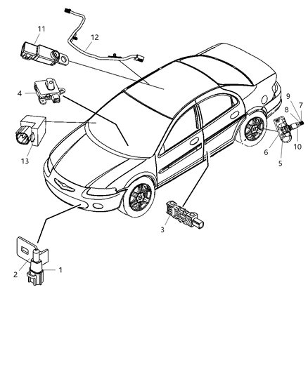 2011 Dodge Avenger Sensors Body Diagram