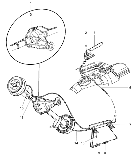 2001 Jeep Cherokee Lever Assembly & Cables Diagram