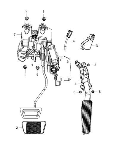 2016 Chrysler Town & Country Pedals, Power Adjust And Memory Diagram