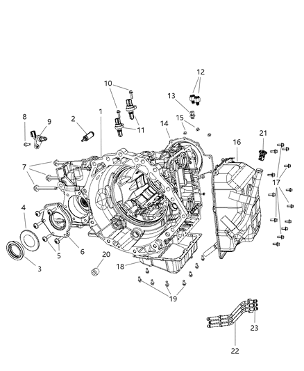 2007 Chrysler Pacifica Transaxle Case & Related Parts Diagram 2