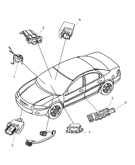 2009 Chrysler Sebring Air Bag Modules Impact Sensor & Clock Springs Diagram