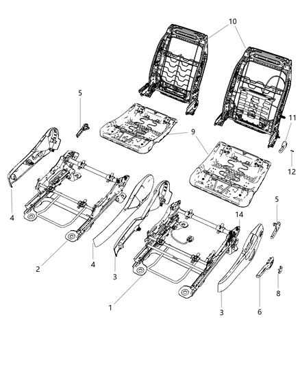 2007 Chrysler Sebring Front Seat Adjusters, Frames & Shield Diagram 1