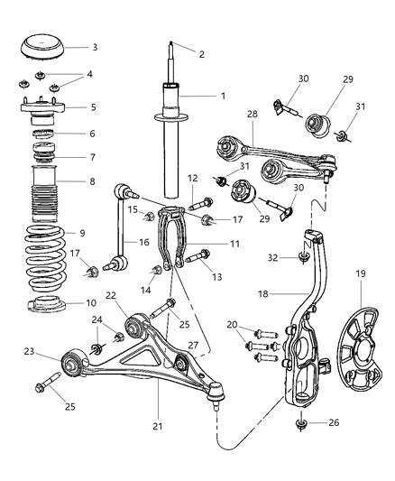 2005 Dodge Magnum Suspension Control Arm Diagram for 4895040AC