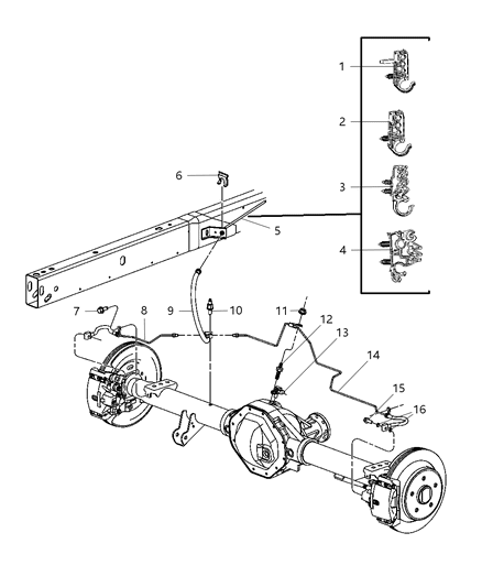 2010 Dodge Ram 3500 Brake Tubes & Hoses, Rear And Chassis Diagram