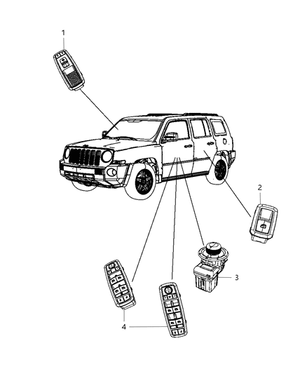 2012 Jeep Compass Switches Door & Liftgate Diagram