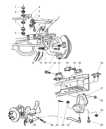 1999 Jeep Cherokee Front Stabilizer Bar & Track Bar Diagram