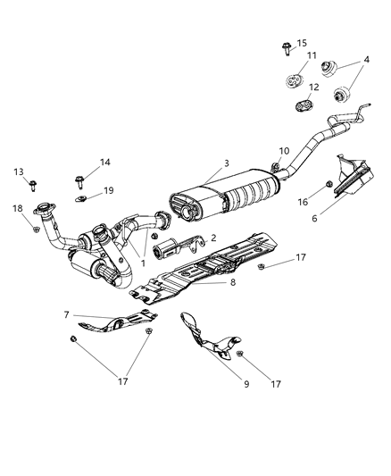 2009 Jeep Grand Cherokee Converter-Exhaust Diagram for 68025212AA