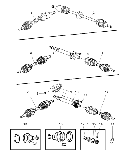 2007 Chrysler PT Cruiser Axle Half Shaft Diagram for 5274708AD