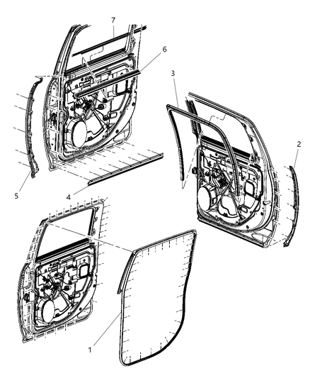 2009 Dodge Ram 1500 WEATHERSTRIP-Rear Door Belt Inner Diagram for 55112372AC