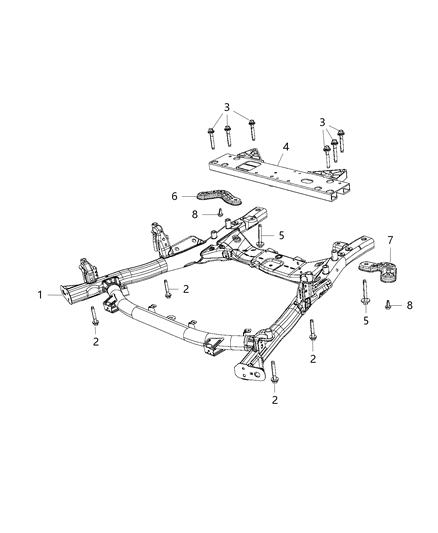 2020 Chrysler Voyager Crossmember, Front Diagram