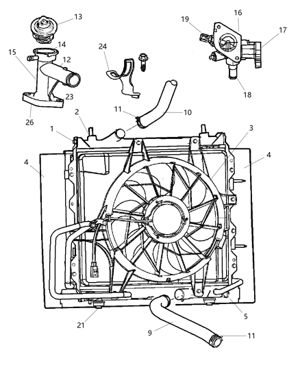 2006 Chrysler PT Cruiser Fan-Radiator Cooling Diagram for 5179470AA