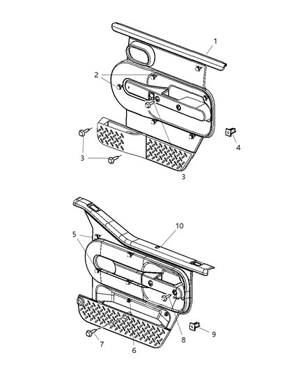 2009 Jeep Wrangler Front Door Trim Panel Diagram