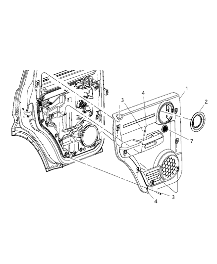 2010 Dodge Nitro Rear Door Trim Panel Diagram