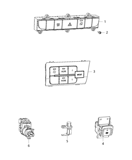 2021 Ram ProMaster 3500 Switches - Instrument Panel Diagram