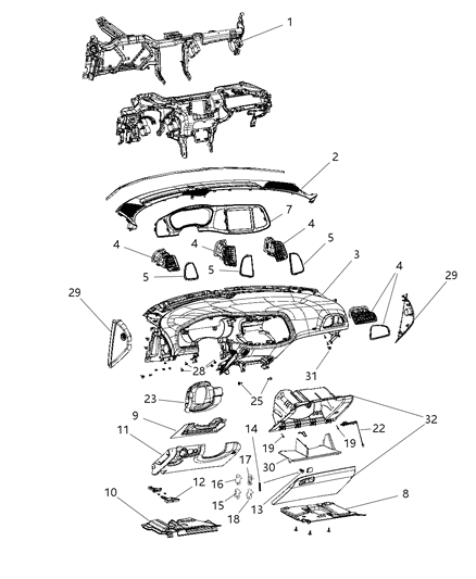 2017 Dodge Challenger Outlet-Air Conditioning & Heater Diagram for 6EP85DX8AB